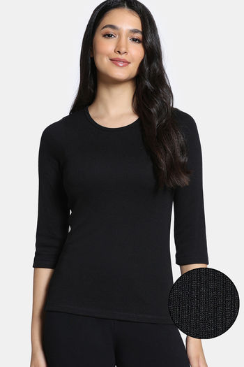 Buy Zivame Knit Poly Thermal Spaghetti Top - Black Beauty